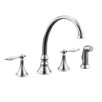 Finial Traditional Kitchen Sink Faucet with 9-3/16" Spout Reach, Lever Handles with White Inserts and Sidespray