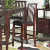 Pub Chair with Faux Leather Seat Cushion in Medium Cherry