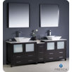 Torino 84" Modern Double Sink Bathroom Vanity with Side Cabinet and Vessel Sinks
