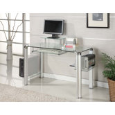 Glass Computer Desk with Tower Shelft