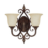 Manchester Two Light Wall Sconce with Rust Scavo Glass in Chesterfield Brown