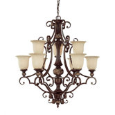 Manchester 9 Light Chandelier with Scavo Glass