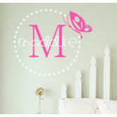 Butterfly Dots Monogram Wall Decal