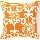Floret Cotton Square Pillow in Orange
