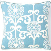 Floret Cotton Square Pillow in Sky