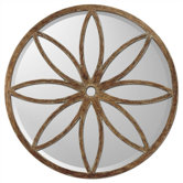 Aged Round Petal Motif Mirror