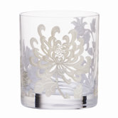 Painted Camellia Crystal Double Old Fashioned Glass