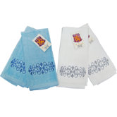 Embroidery Guest Towel in Blue / White (Set of 4)