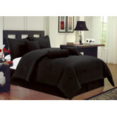 Black Microfiber Bed in a Bag 7 PC Comforter Set