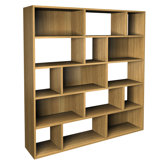 Hadlee Contemporary Oak Livingroom Large Asymmetric Bookcase