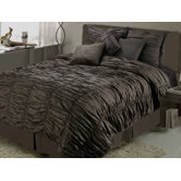 Ruched 7-piece Comforter Set in Brown