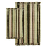 Silked Ribbed Piece Accent Bay Leaf Multi Rug Set