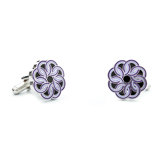 Linked Circles Cufflinks in Purple