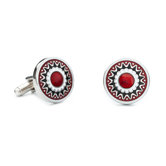 Layered Flower Cufflinks in Red
