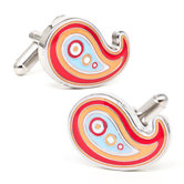 Retro Paisley Cufflinks in Orange