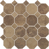 Aspen Lodge 12" x 12" Octagon Dot Mosaic Field Tile in Cotto Mist