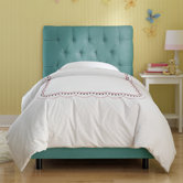 Tufted Micro-Suede Youth Bed in Azure