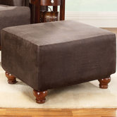 Stretch Leather Ottoman Slipcover