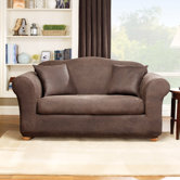 Stretch Leather Two Piece Sofa Slipcover