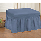 Cotton Duck Ottoman Skirted Slipcover