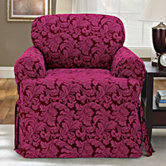Scroll Classic Club Chair T Cushion Skirted Slipcover