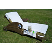 Chaise Lounge Cushion Cover with 3 Accessory Side Pockets in Pure White