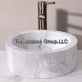 14" Circular Vessel Sink in Cafe Blanc Travertine