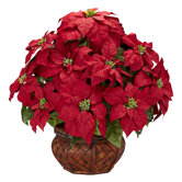 Poinsettia with Decorative Planter Silk Arrangement