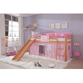 Hochbett "Top" mit Textilset - Rosa / Wei&szlig;