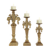 Composite Wood Imperial Iris Candlesticks (Set of 3)
