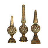 Three Piece Spiral and Spire Finial Set