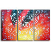 Hand Painted 'Serenity Swirls' Canvas Art