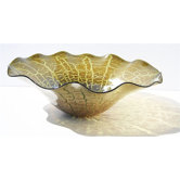 Hand Blown Cracked Decorative Dish in Green