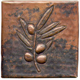 Berry Branch 4" x 4" Copper Tile