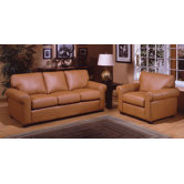 West Point Leather Queen Sleeper Sofa Living Room Set