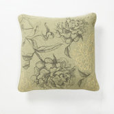 Green Fields Sketched Floral Pillow