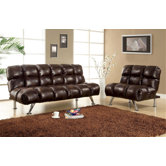 Deliz Leather Vinyl Sleeper Sofa and Chair Set