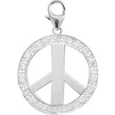 14K White Gold Diamond Peace Sign Charm