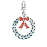 Sterling Silver Enamel Christmas Wreath Charm