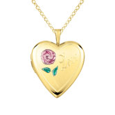 Heart Shaped Locket with Rose "Love" Necklace