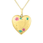 Heart Shaped Locket with Flowers Necklace