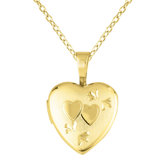 Heart Shaped Locket with Double Heart Necklace