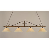 4 Light Wrought Iron Rope Kitchen Island Pendant