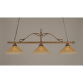 3 Light Wrought Iron Rope Kitchen Island Pendant