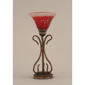 Swan Table Lamp with 7" Raspberry Crystal Glass Shade