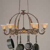 Leaf 8 Light Chandelier Pot Rack with Crystal Glass Shade