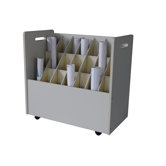 Mobile Wood Roll File with 21 Compartments for Blueprints