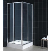 Cornerview Sliding Door Shower Enclosure with Quad Base
