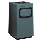 Fiberglass Series 36 Gallon Side Entry Square Ash 'N Trash with Doors on Trash Opening and Side