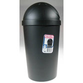 12 Quart Black Round Swing-Top Wastebasket